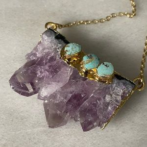 Raw Amethyst & Turquoise Necklace